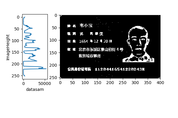图像进行水平方向投影